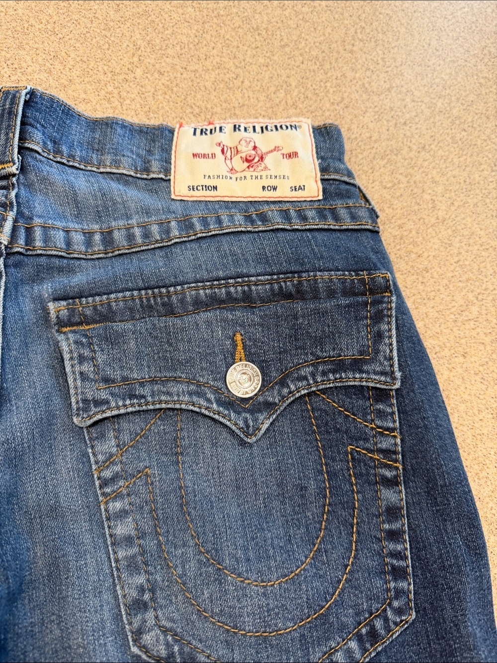 True Religion Two-Tone Blue Denim Jeans Ricky Relaxed Straight 32X31 - Picture 6 of 14